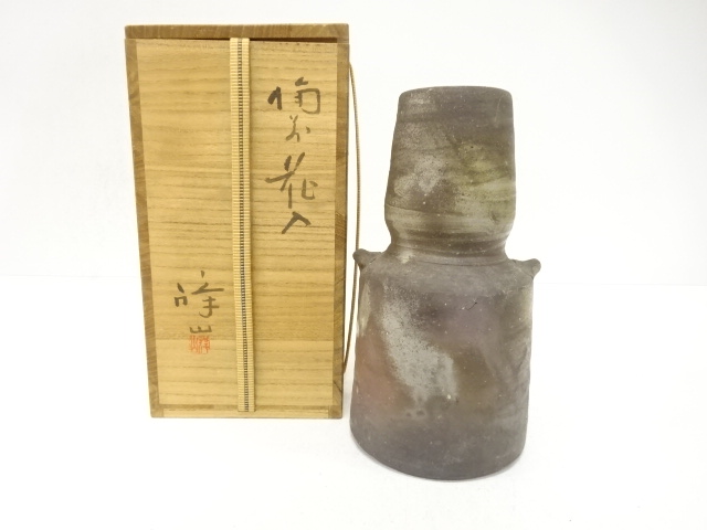 JAPANESE TEA CEREMONY / BIZEN WARE HANAIRE FLOWER VASE / ARTISAN WORK